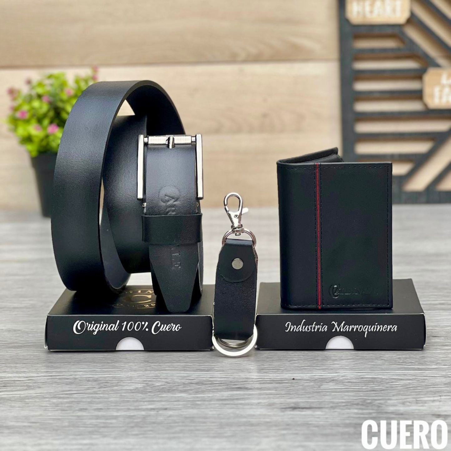 TRIO BILLETERA+CORREA+LLAVERO