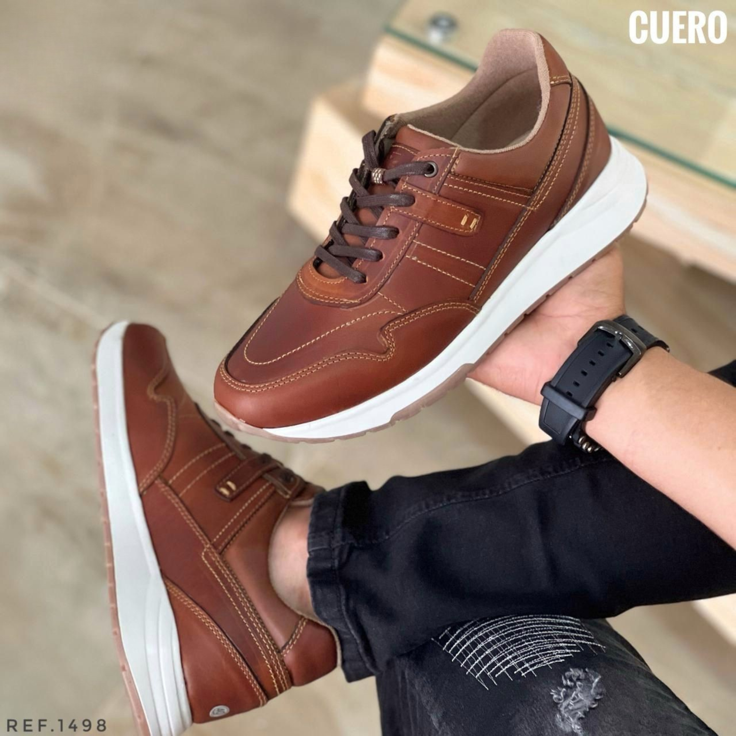 DEPORTIVO EN CUERO ENCERADO CABALLERO