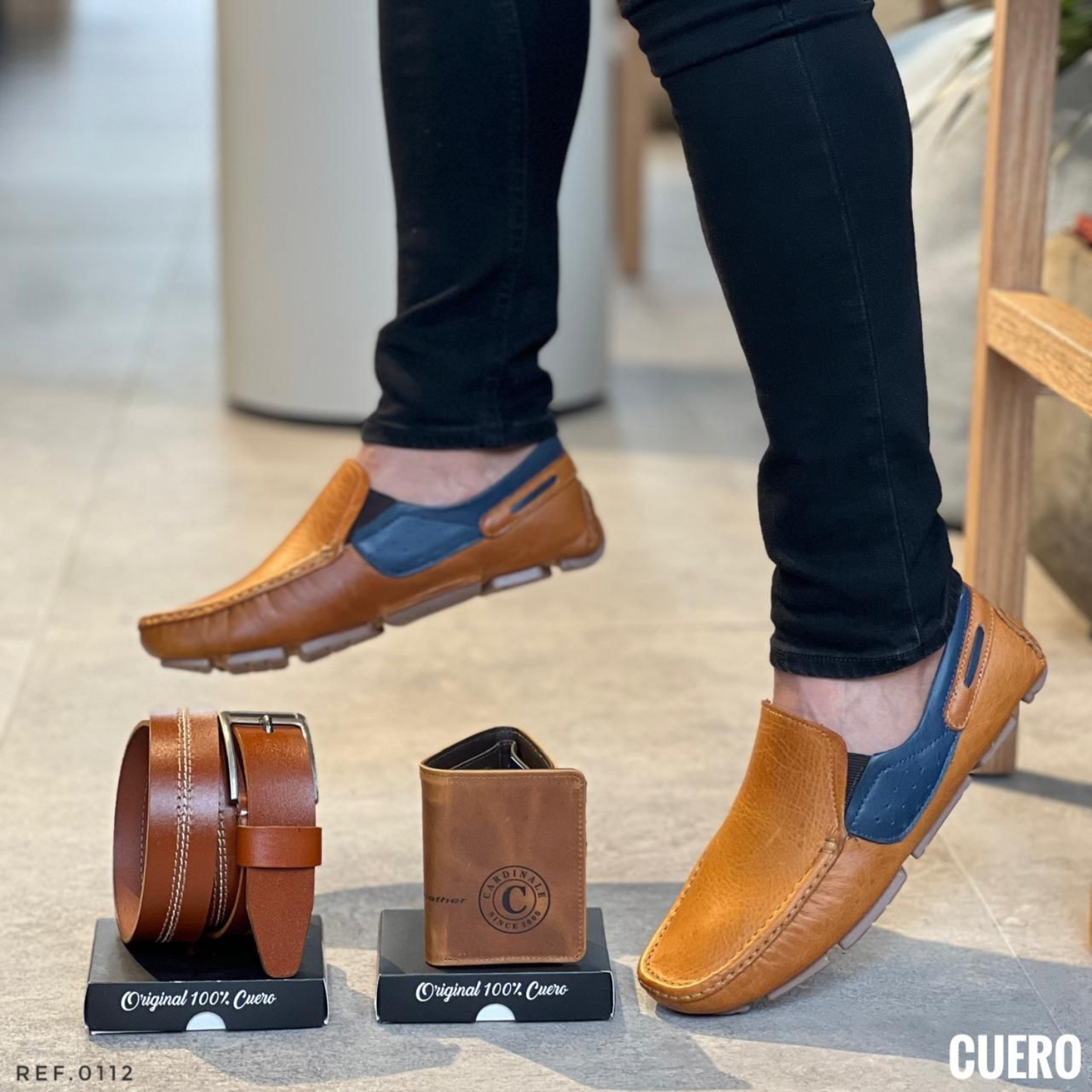 TRIO REF. 0112 CABALLERO 100% CUERO