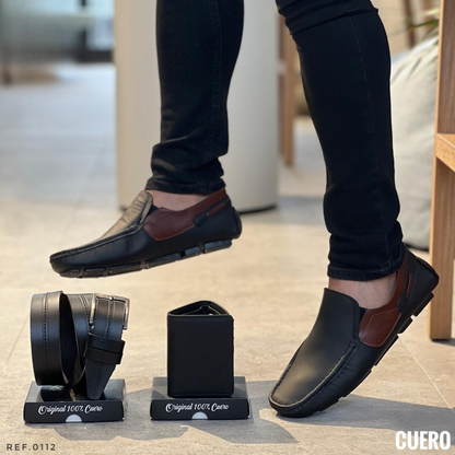 TRIO REF. 0112 CABALLERO 100% CUERO