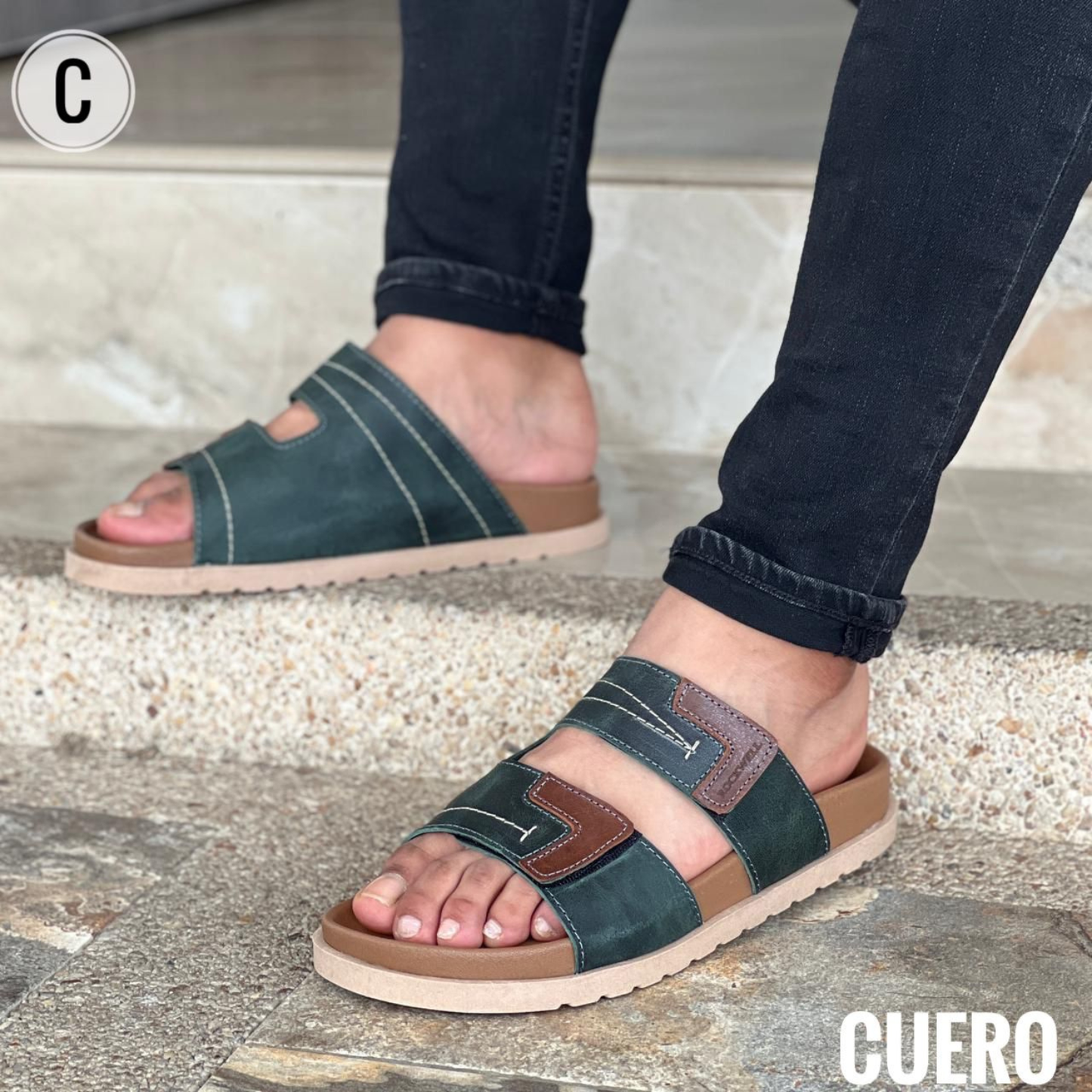 SANDALIA ROMA CUERO ENCERADO CABALLERO